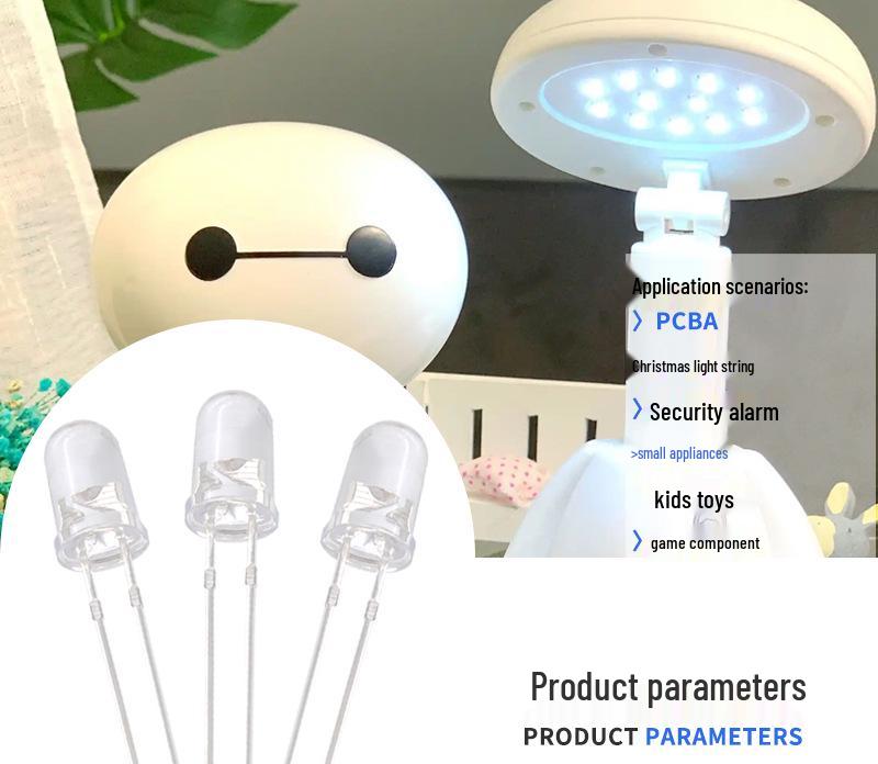 5mm White LED Light Emitting Diode 3V High Brightness Direct Plug-in