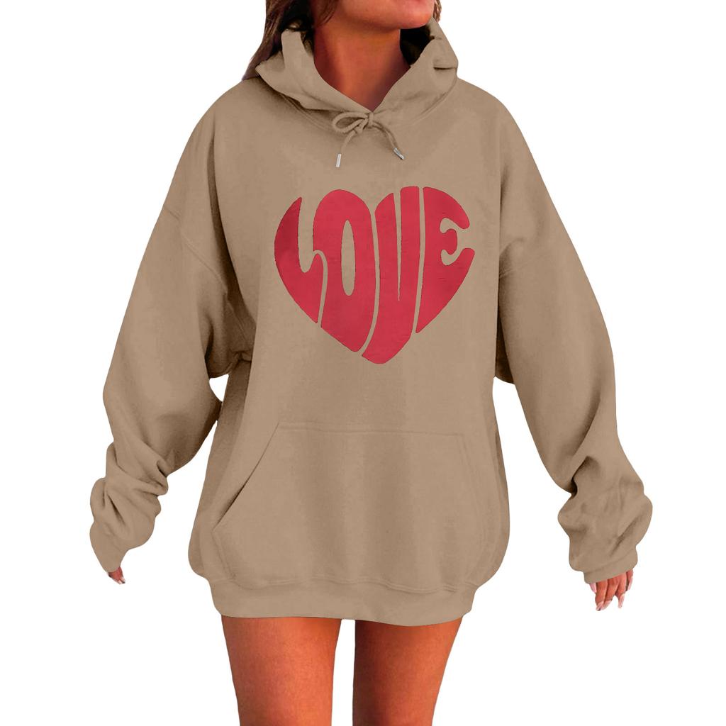 Women's Loose Comfortable Casual Fashionable Love Printed Long Sleeved Sweatshirt