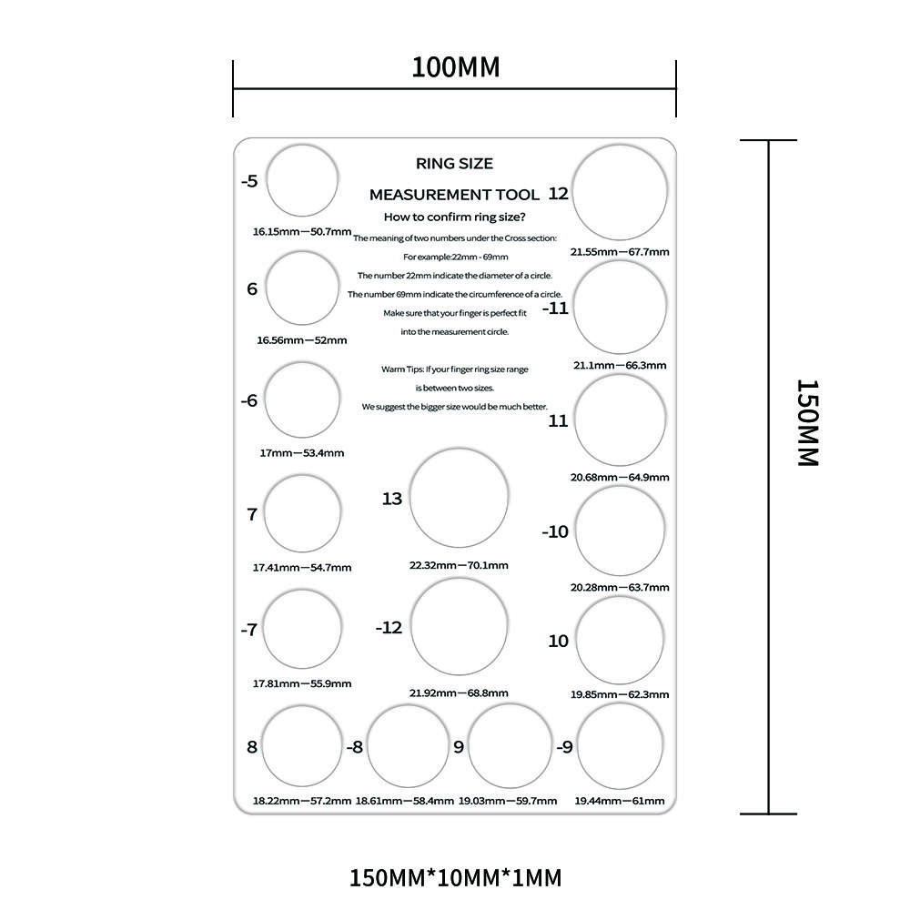 Mini Ring Measuring Paper Card - 5-13 Us Ring Measuring Tool Circumference Diameter Measuring Ring