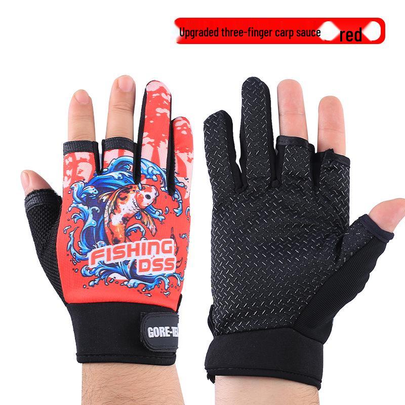 Men's Summer Sun Protection Anti-Slip Fingerless Fishing Gloves: Thin, Anti-Prick, Anti-Stab, Mosquito-Proof, Ice Silk Lure Design.