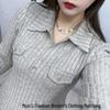 Plus Size Half-Open Collar Long Sleeve Women's Shirt - Autumn/Winter Style: Fashionable, Versatile, and Slimming.