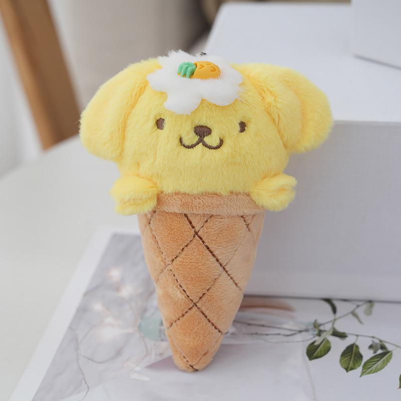 Cute Sanrio Ice Cream Plush Keychain My Melody Kuromi Panda Dog 13cm