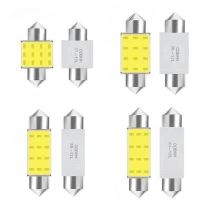10 PCS C5W LED Bulb - C10W Festoon 31-42mm 12V COB 7000K White Interior Dome Trunk License Plate Lights