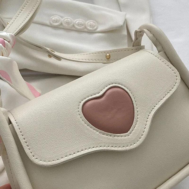 Fashion Bags Women Korean Style Cute Shoulder Bag New Ins Wind Hundred Shoulder Crossbody Bag   Splicing Love Armpit Bag