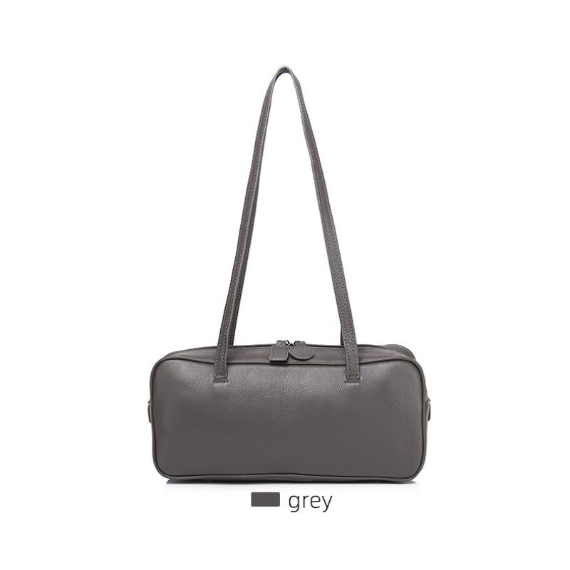 

Autumn And Winter Single Shoulder Portable Women S Bag First Layer Cowhide Large Capacity Underarm Bag Casual Soft Leather Bag світло-сірого кольору