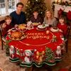 Tablecloth Round Vintage Polyester Cover Protector Round Christmas Table Cloth For Fall Thanksgiving Winter Holiday Kitchen