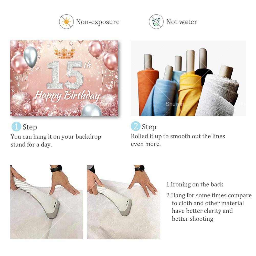 Sweet Rose Gold Birthday Backdrop Girl Lady 16/18/30th Anniversary Birthday Party Decor Age Custonized Banner Poster Photo Props