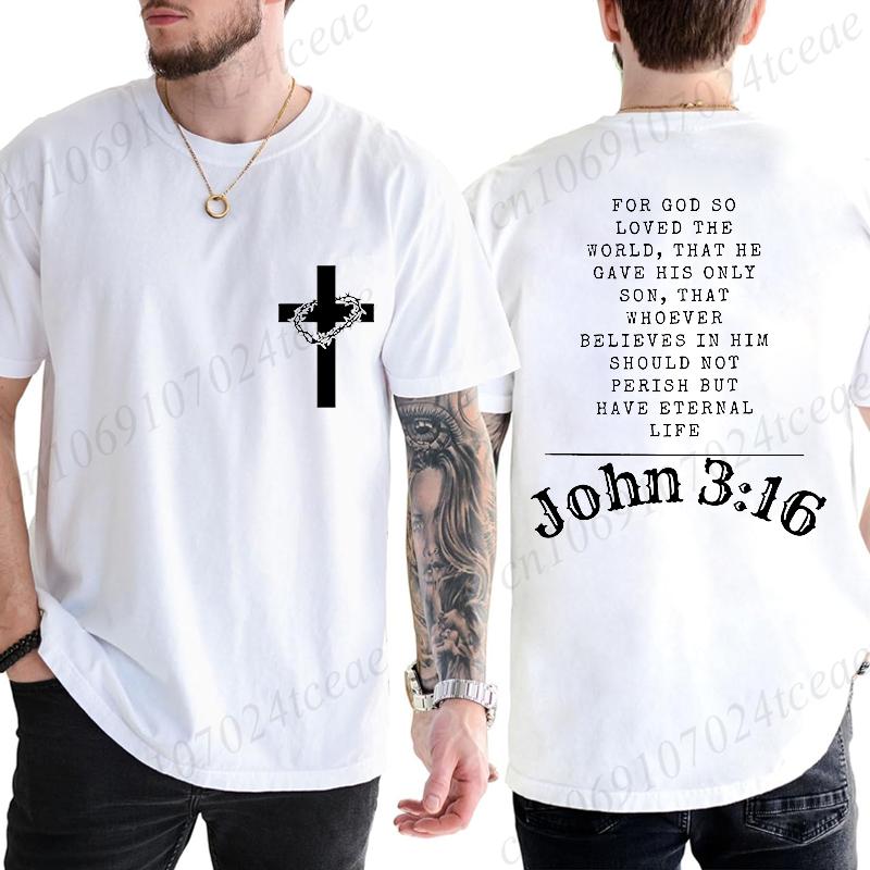 Letní pánská trička Pohodlná s kulatým výstřihem Krátký rukáv Ležérní tričko Křesťanský Ježíš Biblický verš Potisk Pánská módní trička