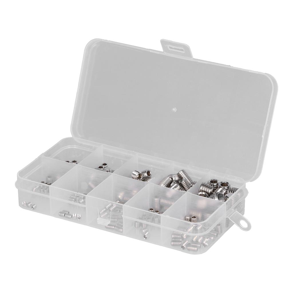 220 Pcs Grub Screw Stainless Steel M3 to M8 Inner Hex Concave End Tight Joint Tool for Precise