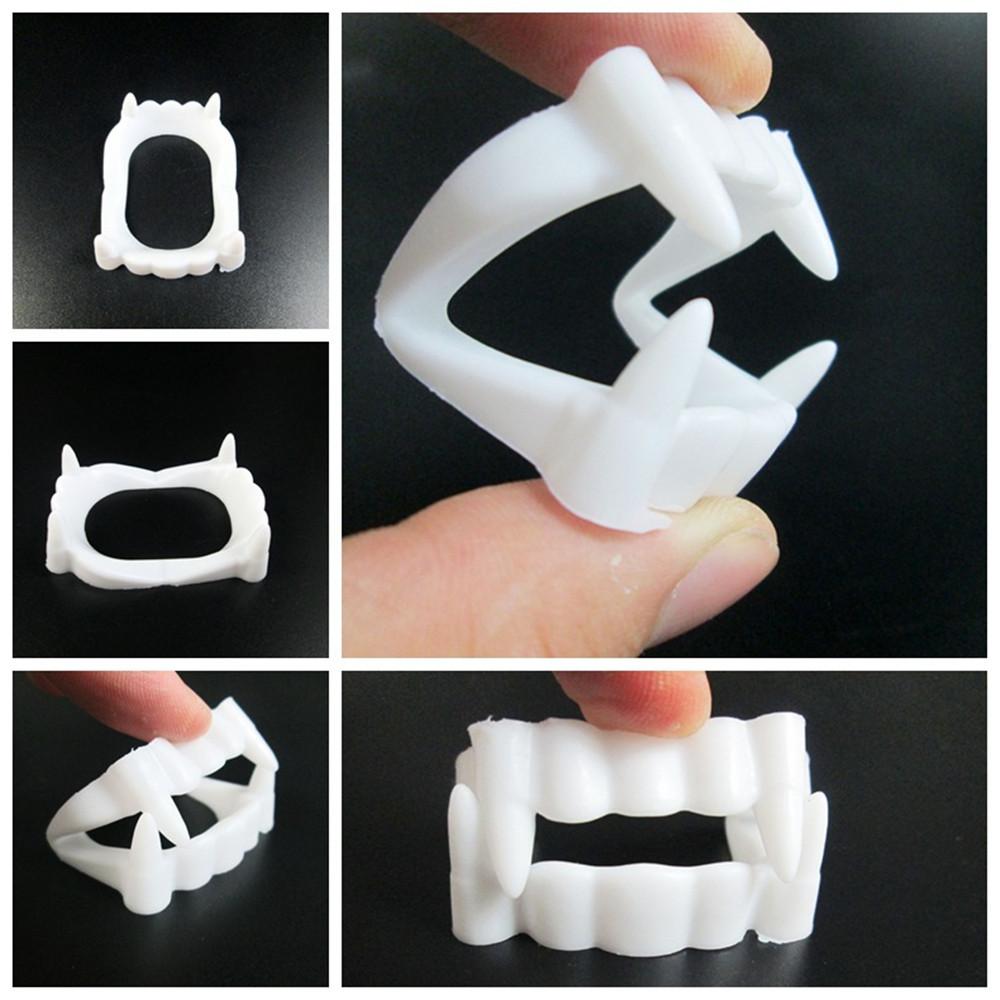 2Pcs Scary Zombie Vampire Plastic Fangs Kids White False Teeth Halloween Props