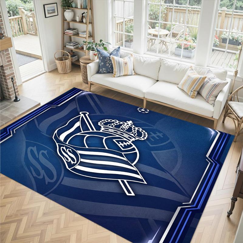 Real Sociedad FC Design Crystal Velvet Carpet Cozy Non?Slip Printed Rug For Bedroom Living Room Entrance