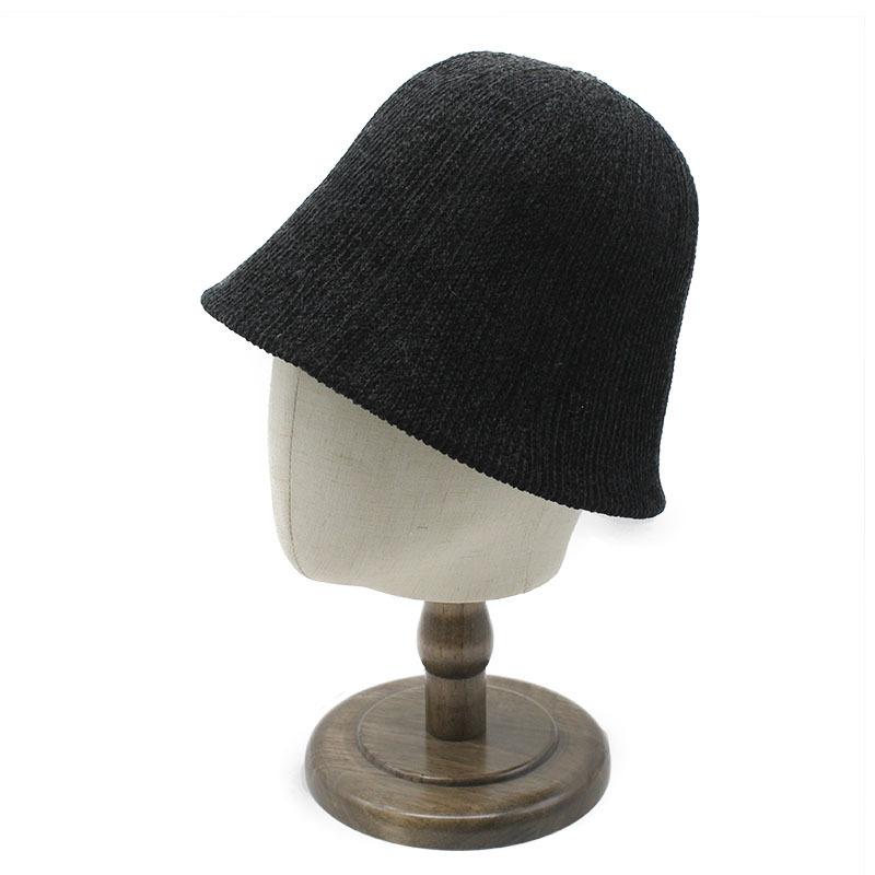 Ins Chenier Dome Knitted Bucket Hat Female Solid Color Small Face Thickened Bucket Basin Hat