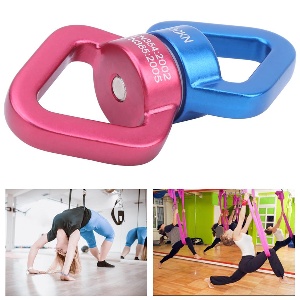 Air Yoga Swing Kobling 360 Grader Universelle Roterende Ringer Magnalium Karabinkrok Rød og Blå