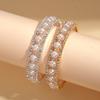 European and American Court Style Diamond-encrusted Imitation Pearl Beaded Three-layer Open Bracelet Exquisite Light Luxury Jewelry 