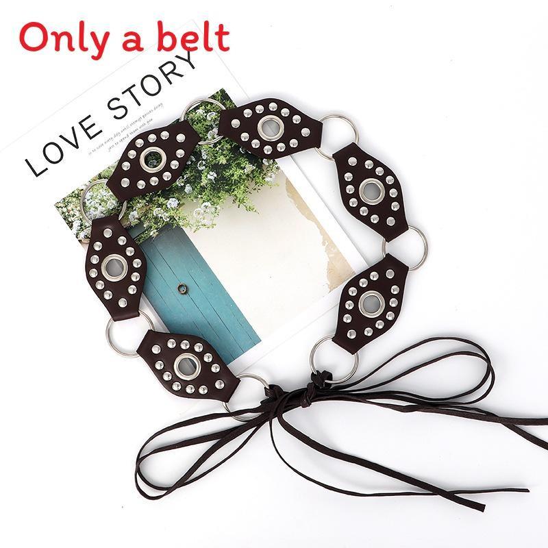 Rivet Retro Metal Buckle Leather Splicing Waist Belt Bohemian Style For Trendy