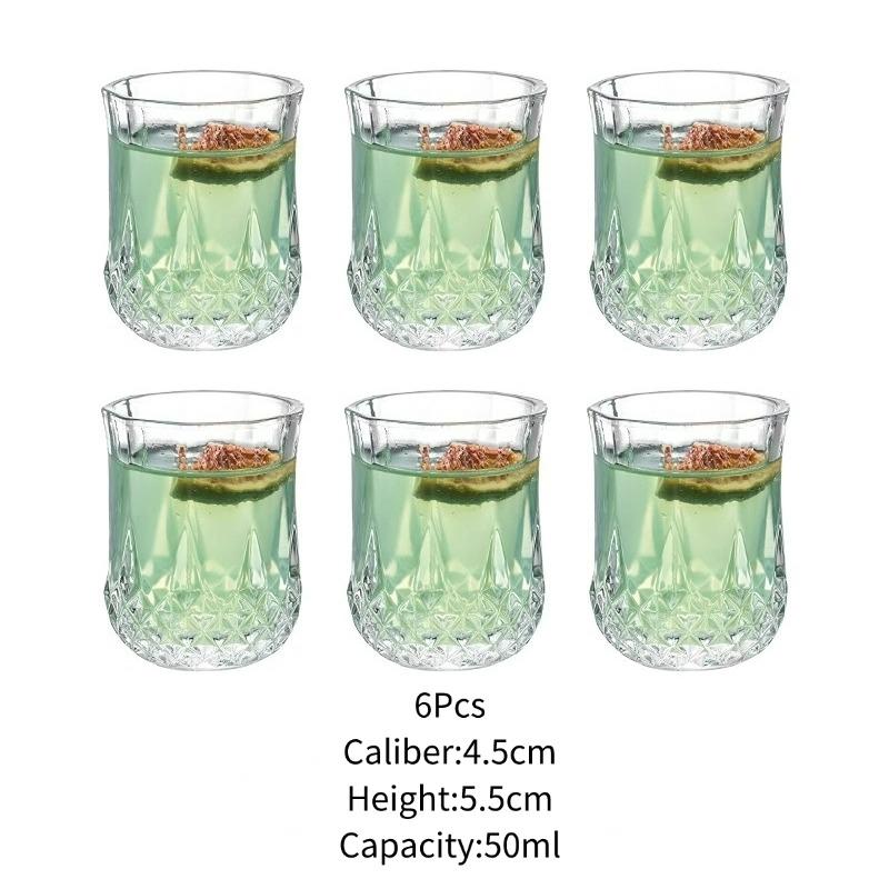 Diamond Shot Glass Cups, Mini Cocktail Glasses Cup Set,Creative Shot Glass Cup, Cute Wine Glass, Transparent Japanese Sake Cups 50ml