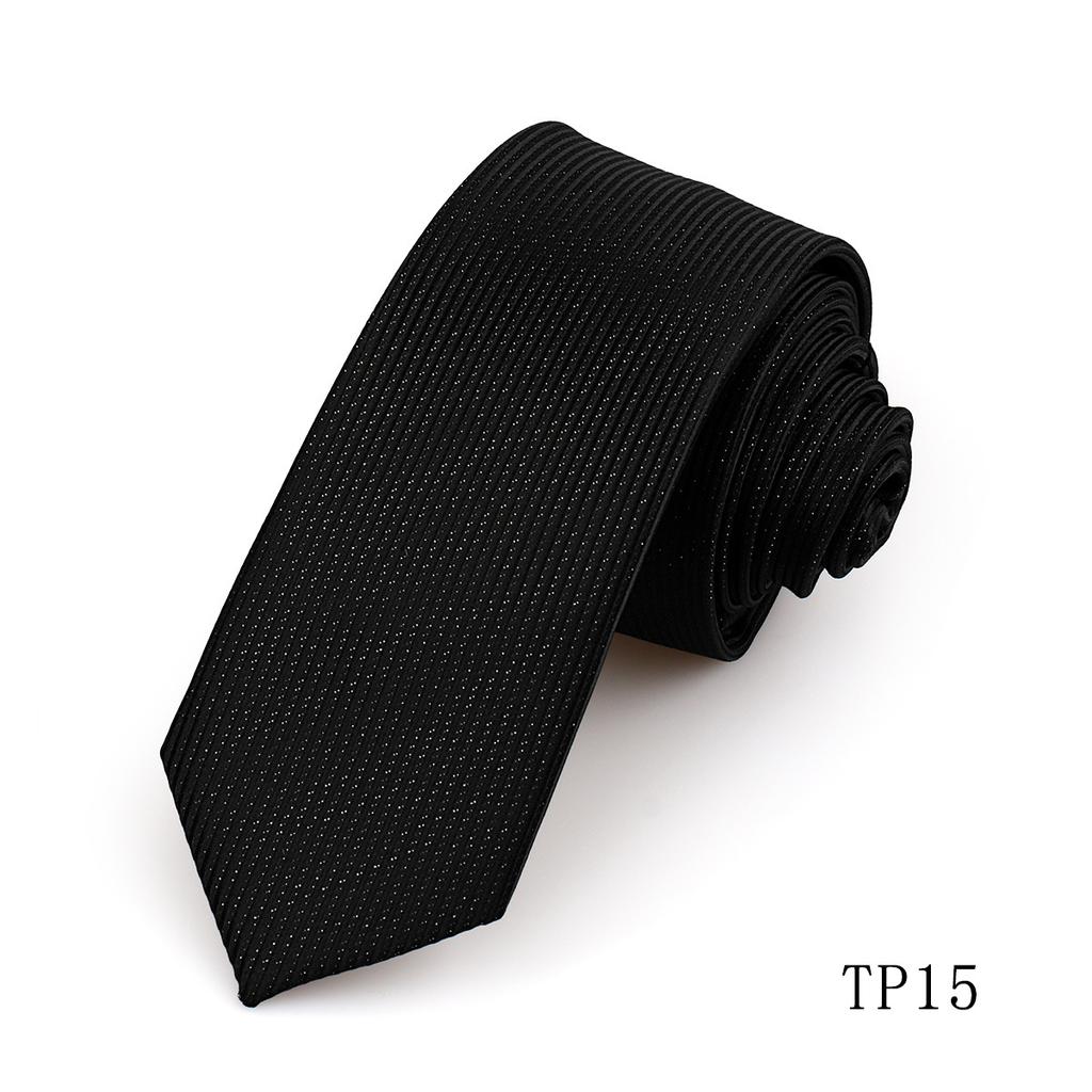Men'S Premium Business Waterproof 8Cm Tie Polyester Trendy Sparkle 7.5Cm Pure Black Striped Hand Tie