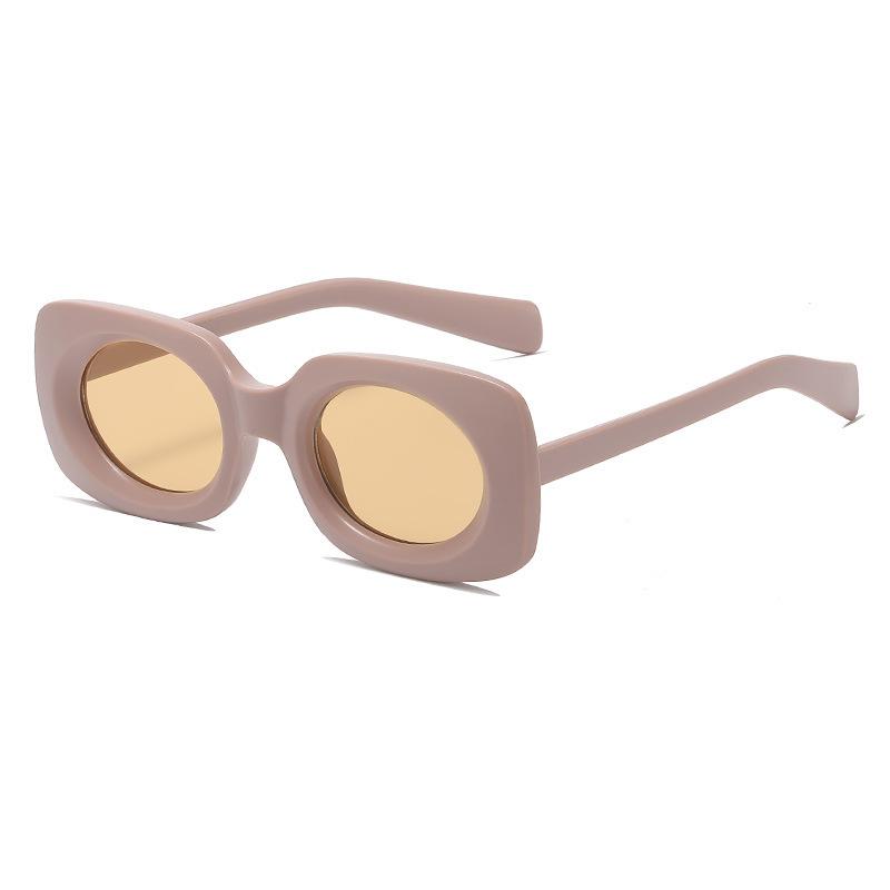 Square Sunglasses Street Shot Fashion Women'S Sunglasses High-End Macarons Thick Frame Oval Glasses Men