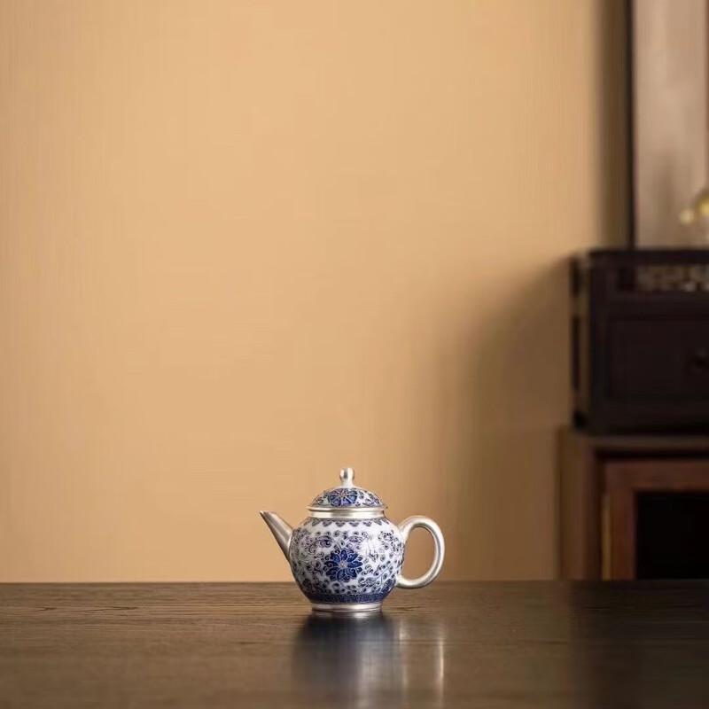 Silver-Plated Ceramic Kung Fu Tea Set