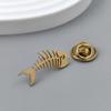 Hollow Design Fish Bone Badge Stainless Steel Fish Skeleton Lapel Pin  Suit Decoration