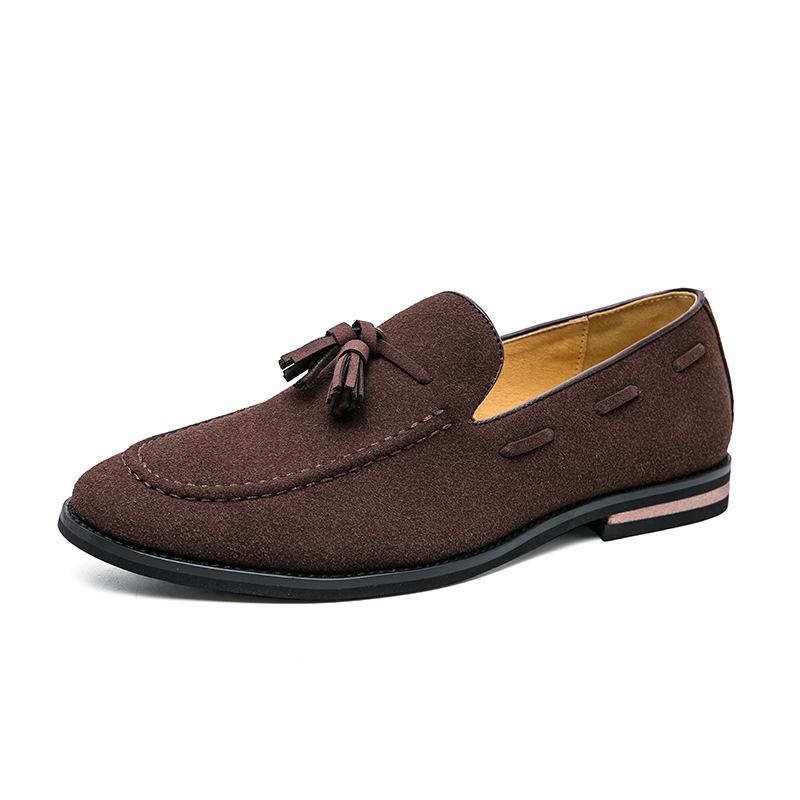 Plus Size Men's Round Toe Leather Slip-On Loafers - Solid Color Retro Moccasins