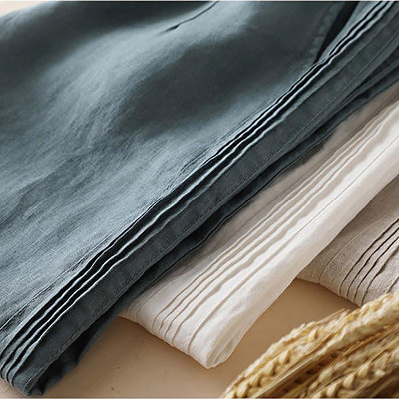 Cotton Linen Wide Leg Pants Women Spring Summer Drop Long Pants Solid Loose High Waist Thin Straight Casual Pants