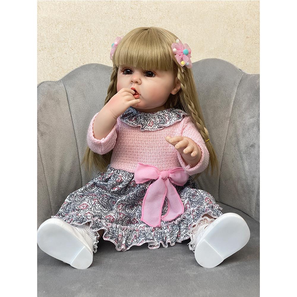 Full Body Soft Silicone Lifelike Real Touch Reborn Baby Girl Lovely Betty With Long Hair Toddler Princess Doll