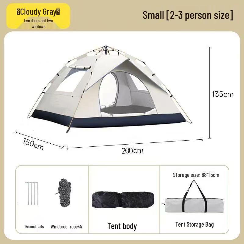 Automatic 3-4 Person Tent with Sun and Insect Protection for Indoor/Outdoor Use