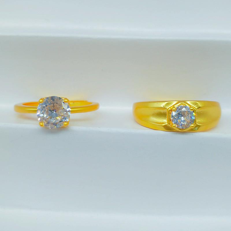 Chic Plated Gold Brass Couple Rings Featuring Stunning S For Occasions Romantic