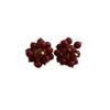 Unique red pearl flower group fireworks stud earrings autumn and winter light luxury high-end new popular retro niche