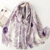 Winter Shimmer Oil Painting Floral Fringe Viscose Soft Scarf Cotton Shawls Women Perfect for Travel Casual Muslim Hijab 180*90Cm