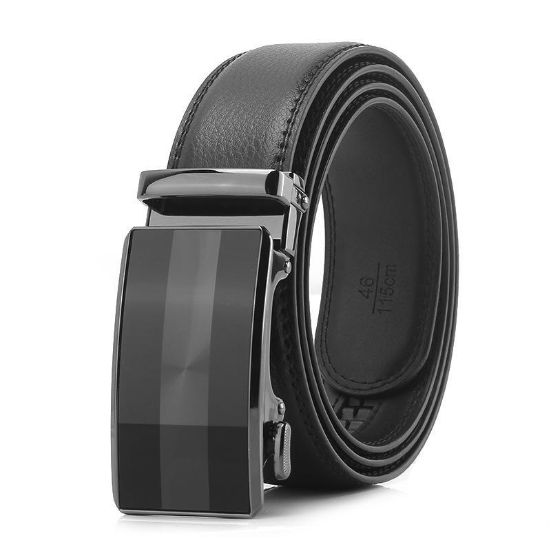 Men s Genuine Leather Automatic Buckle Belt - Versatile Two-Layer Cowhide for Casual and Business Wear 110-130 cm