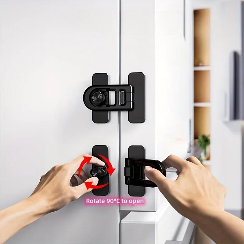Easy-Install White Fridge & Freezer Door Lock  Bedroom Door Lock Rotate Without Drilling Holes No Tools or Drilling Required