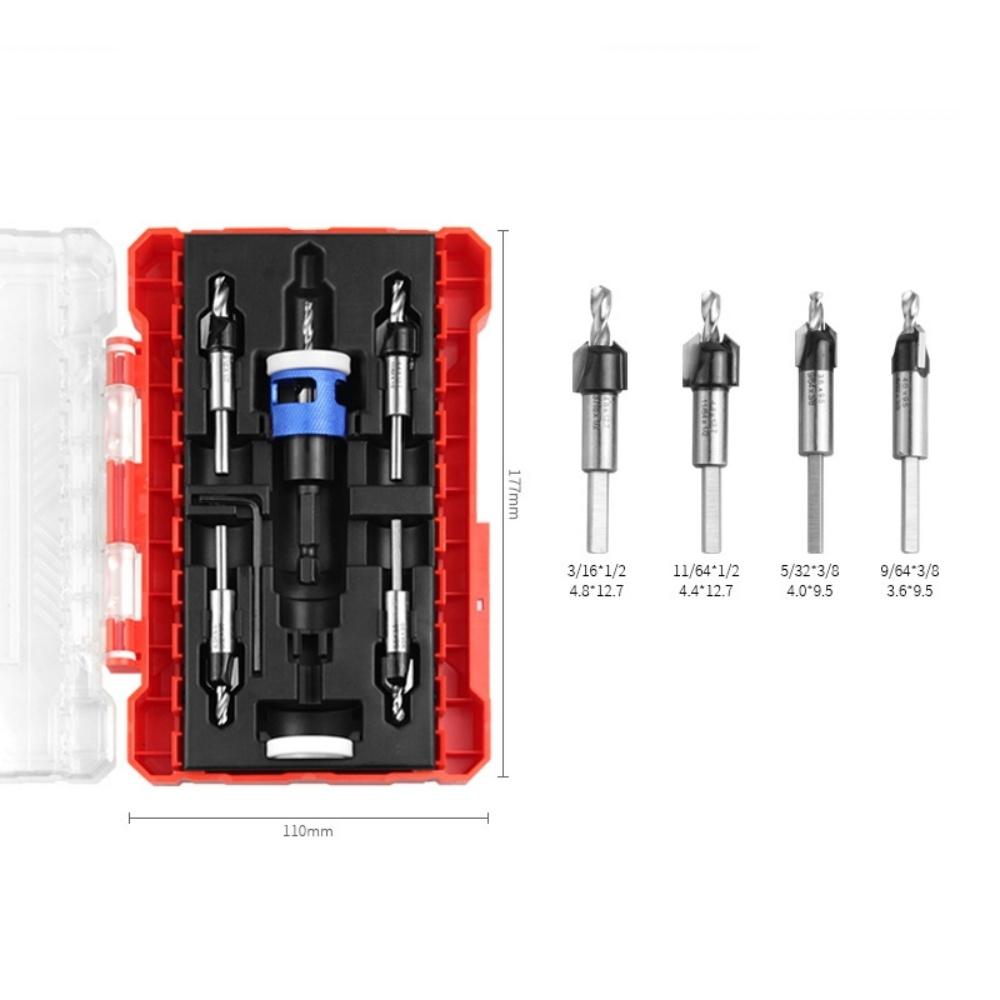 Countersunk Set with Limiter Countersunk Drill Tool Drilling Countersunk Head Taper Drill Bit Woodworking Ladder Drill Kit Tools