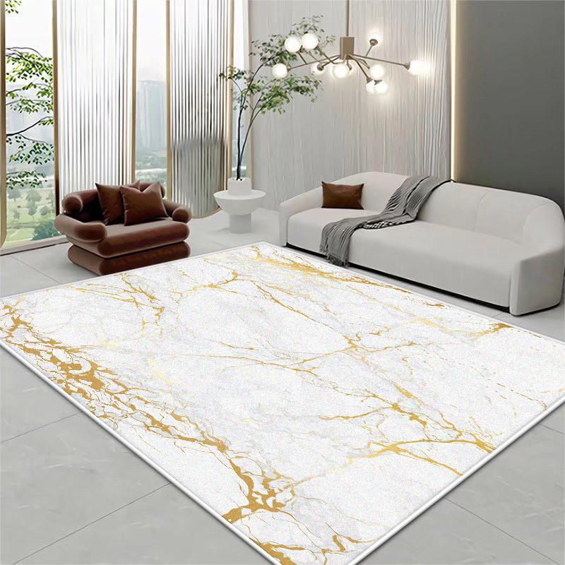 Light Luxury Marble Style Large Living Room Rugs Room Decoration Aesthetic Bedside Plush Carpet Cloakroom Bathroom Soft Door Mat