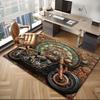 Steampunk Motorcycle Gear Rug for Retro Lovers,Industrial Art Carpet with Vintage Bike DesignUnique Floor Decor Machine Washable