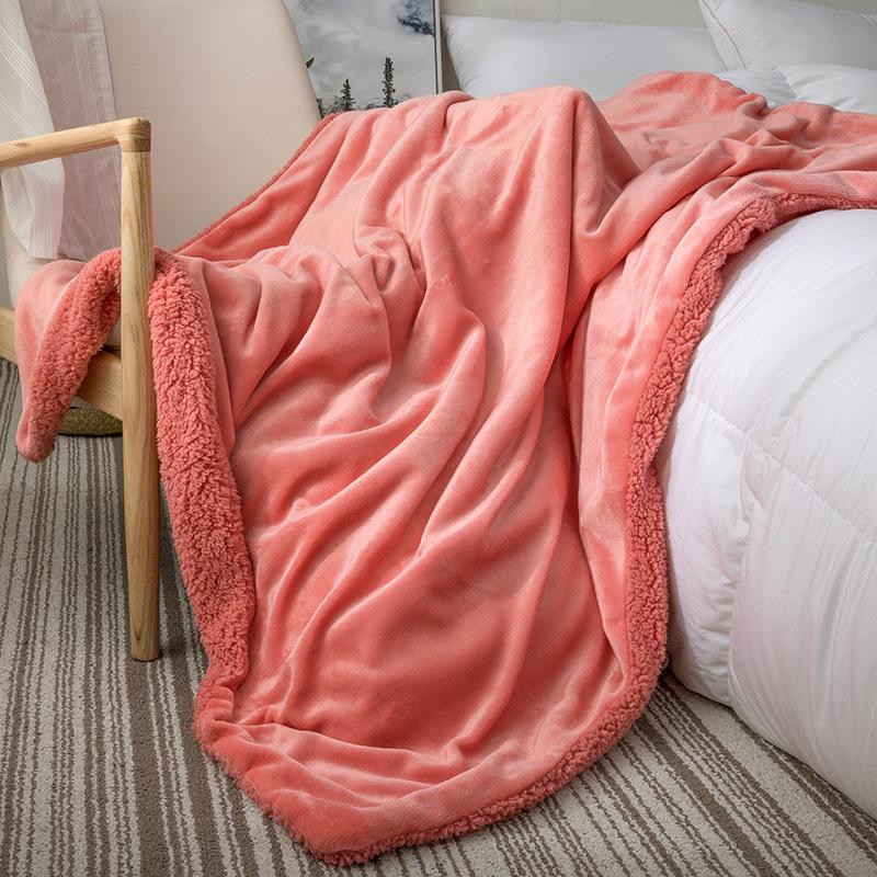 Xianci Double-Layer Lambswool Coral Fleece Throw Blanket for Sofa and Office