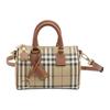 Burberry Vintage Kostkovaná Kožená Mini Boston Crossbody Taška Pro Ženy Pro Každodenní Cestování