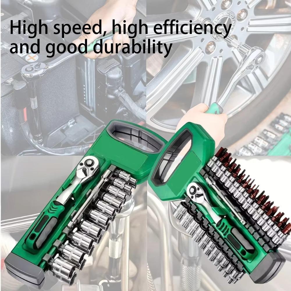 Chrome Vanadium Steel Ratchet Wrench Kit 1/4 Sleeve Spanner New Socket Wrench Set Socket Deep Nut