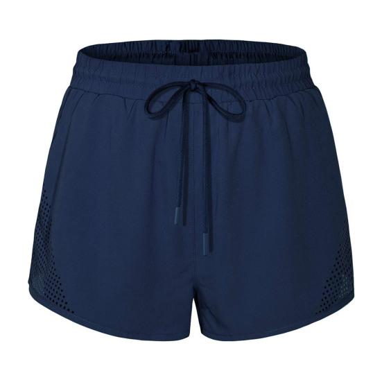 Hidden Zipper Pockets Loose Lounge Shorts with Breathable Holes Women Running Elastic Waist Drawstring Yoga Shorts Female Clothing