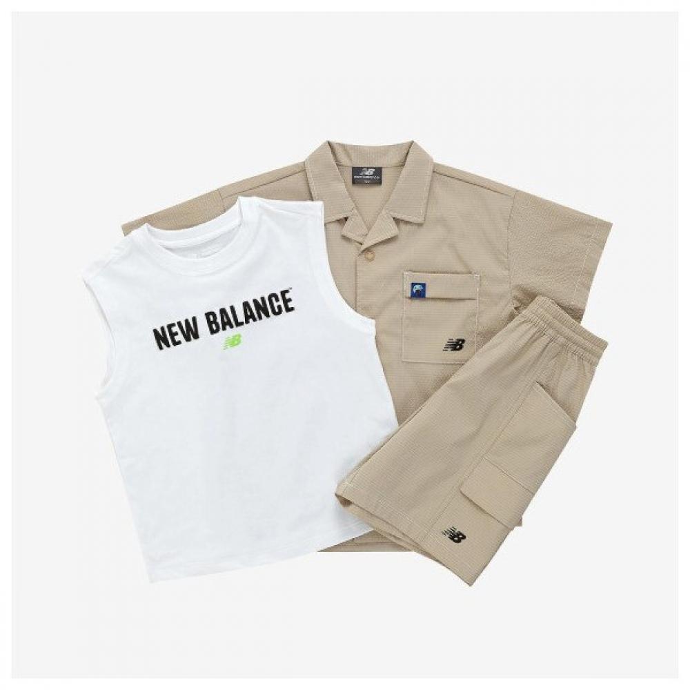 

New Balance Kids 3pcs Rider Seersucker Shacket Setup Nk (35)Beige/100