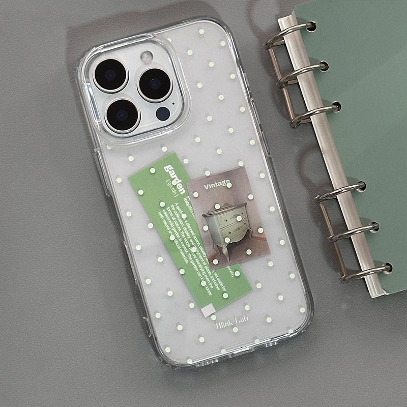 Y2k Korean Full Screen Polka Dots Phone Case For iPhone 17 AIR 17 16Pro 15 14 13 12 11Pro MAX XR XS MINI 78Plus Clear Back Cover