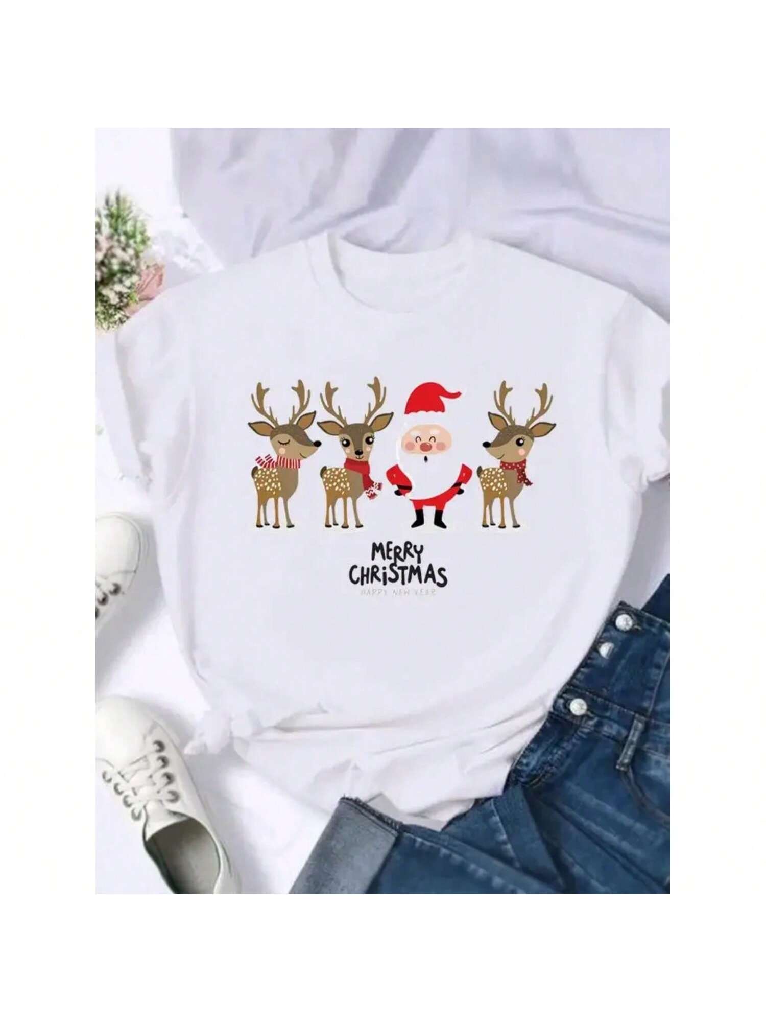 Graphic Tee New Year T-Shirts Merry Christmas Wounisex Holiday Shirt Snowman Funny Lovely Clothing Fashion Female Print T Top S разноцветный