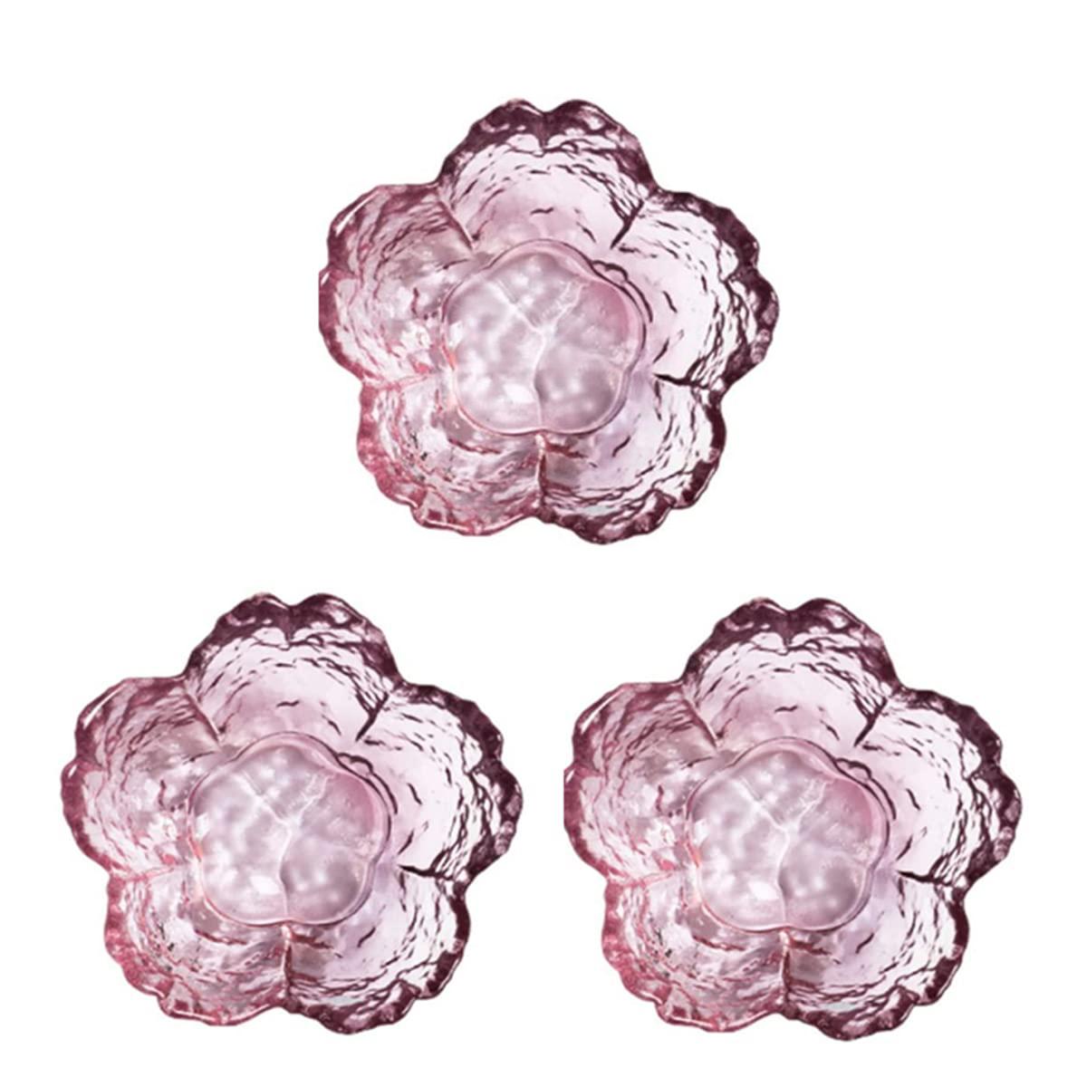 

Набор розовых стеклянных мисок из 3/6 штук, маленькие миски для соуса, тарелки для соуса - японская миска в форме цветка сакуры/вишни для десерта