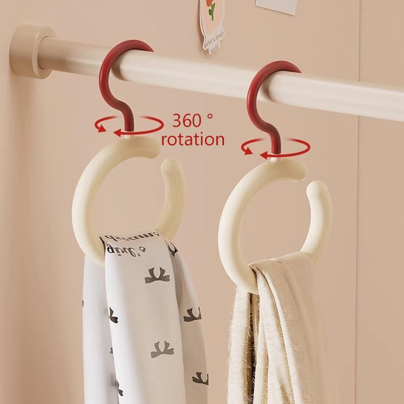 Dopamine Hook Clothes Hanger 1/5Pcs - Rotating Scarf Hat Bag Organizer, Non Perforated Silk Display Stand