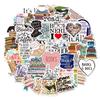 Read Stickers 50 Sheets of Stationery Water Cups Mobile Kindle Tablet Computer Decorative Waterproof Suitcase Stickers