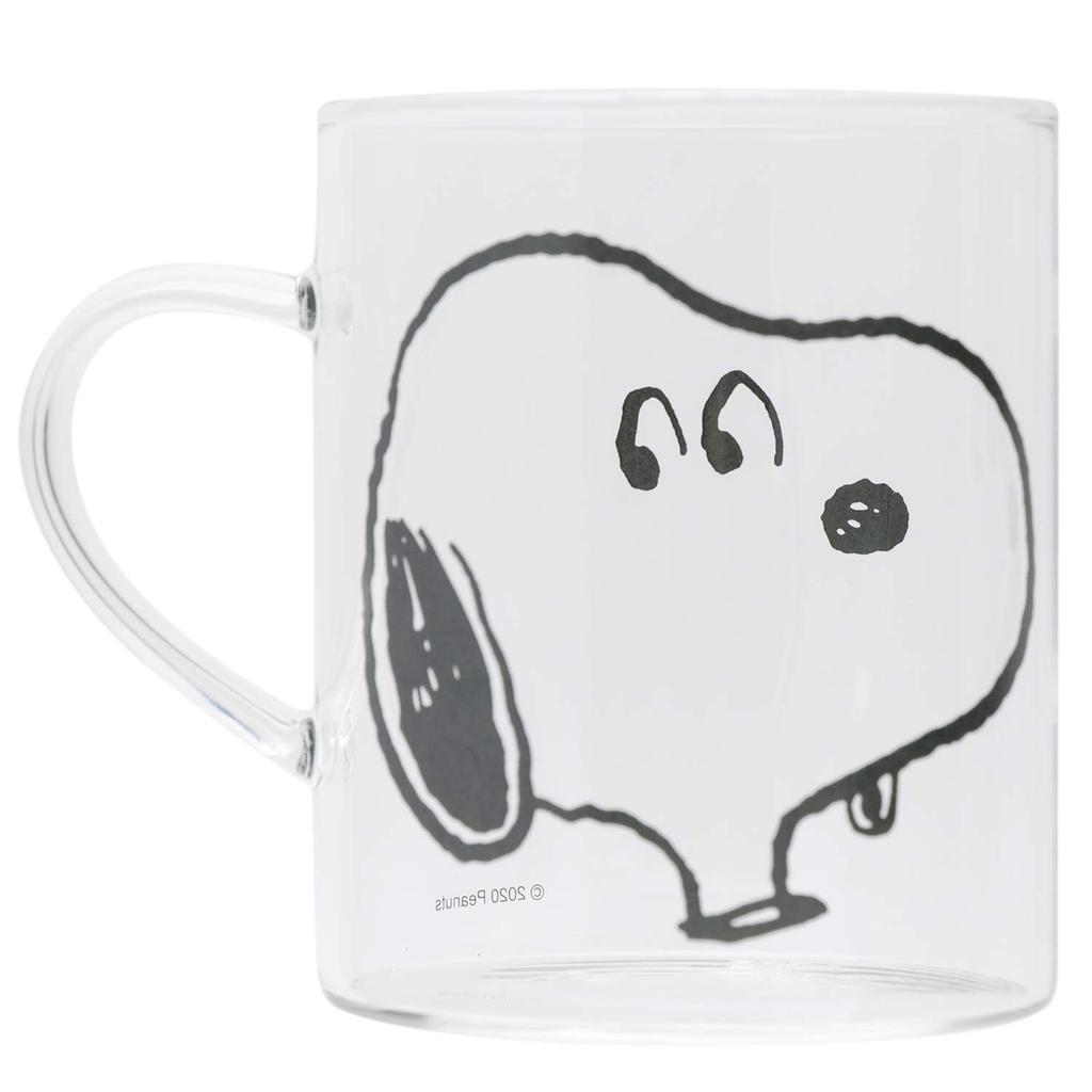 Marimocraft Snoopy Clear Mug, Heat-Resistant Glass, 330ml, Microwave-Safe, SPV-416,