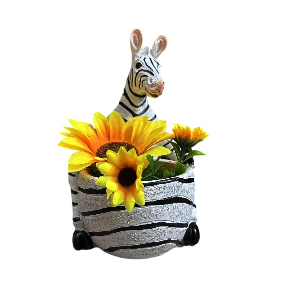 Animal Themed Resin Flower Pot in For Zebra Pattern for Garden Decoration Indoor Plant Display and Home Accent Piece