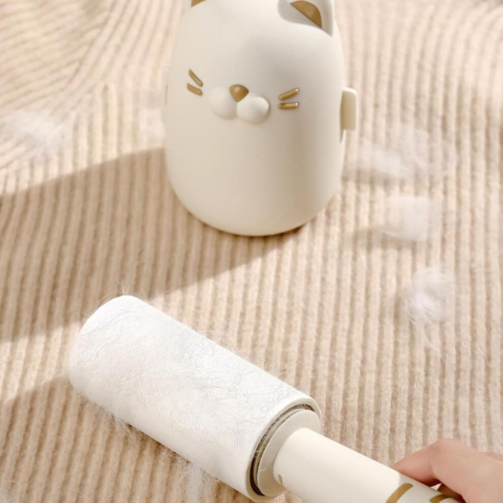 Pet hair remover roller, adhesive roller for pet hair, fun cat design, replaceable and wallmounted