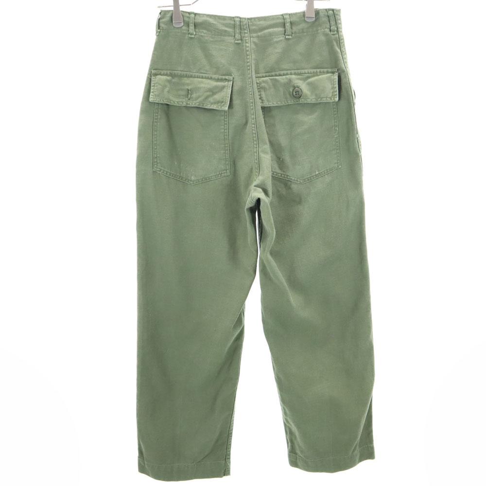 US ARMY 70s DSA Vintage Cotton Satin Baker Pants W30 Military Button Fly Men's Used